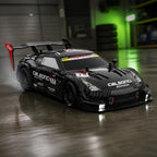 GTR RC drift car drifting on a garage floor
